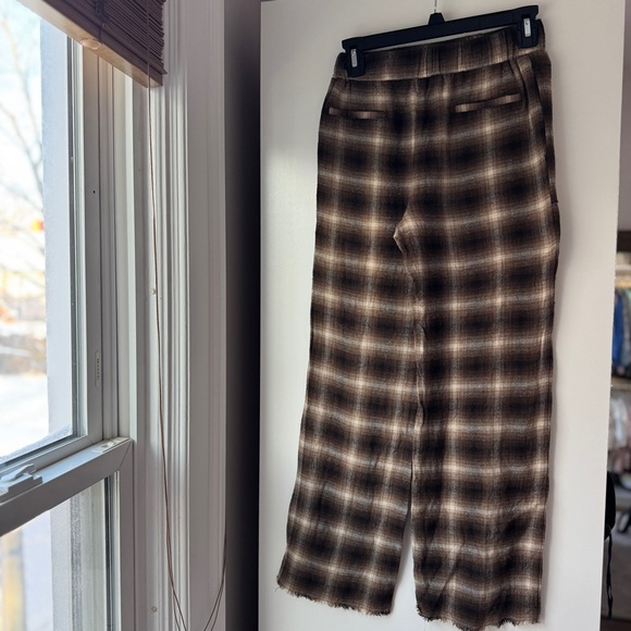 ZARA | HIGH RISE SOFT BROWN PLAID NEUTRAL CLEAN GIRL PANTS TROUSERS - Picture 4 of 8